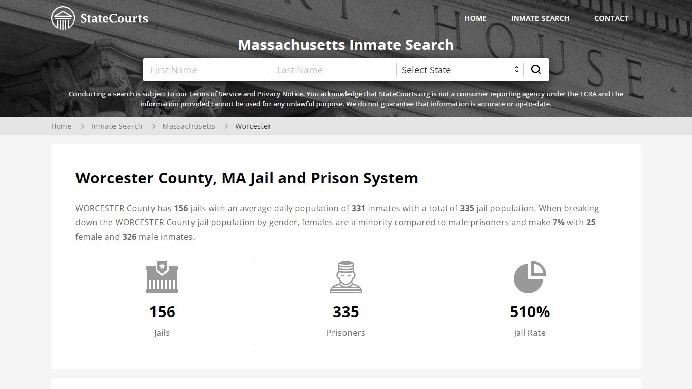 Worcester County, MA Inmate Search - StateCourts