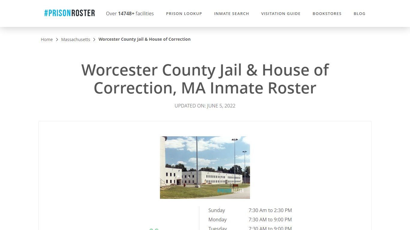 Worcester County Jail & House of Correction, MA Inmate Roster